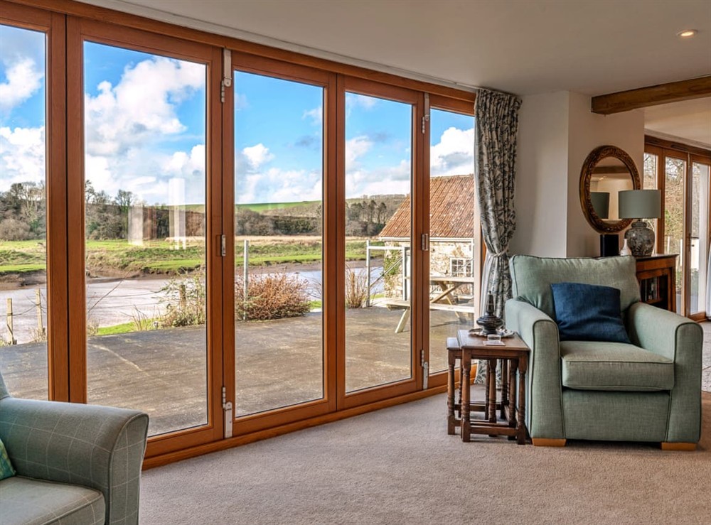 Living area at The Old Gatehouse in North Devon, England