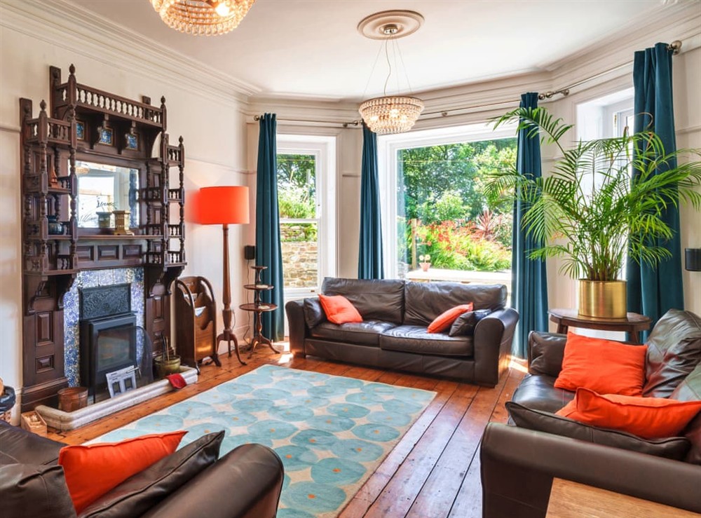 Living room at The Old Joiner’s Shop in Talland Bay, Cornwall