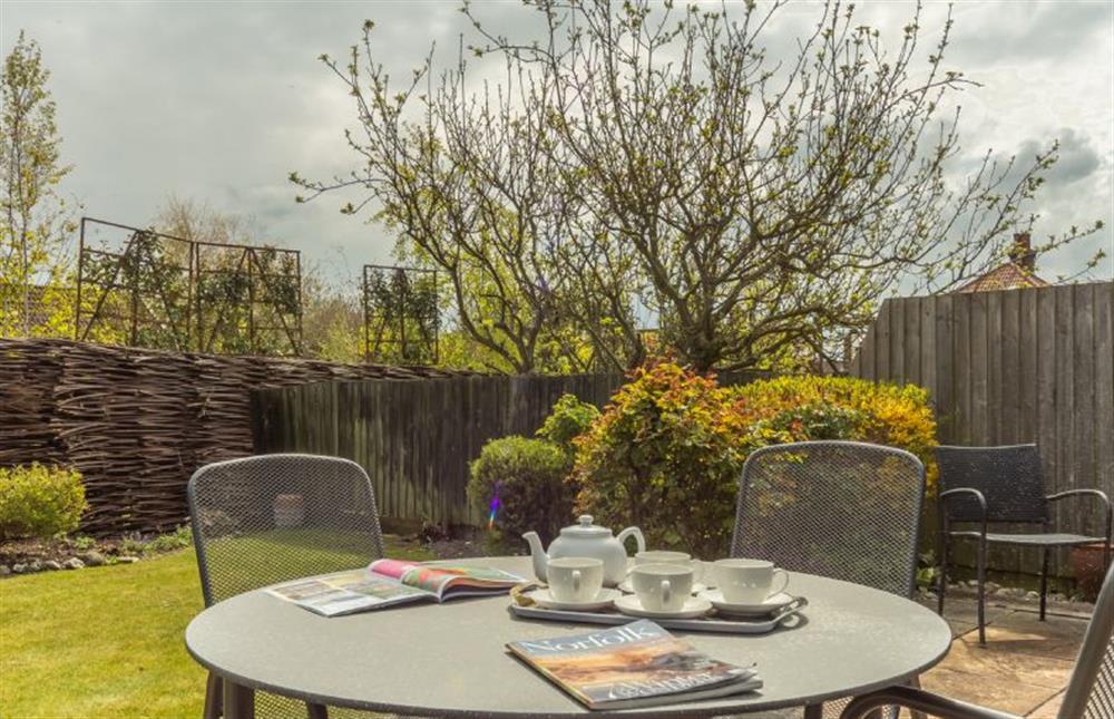 Rear Garden:  With table with seating for four at The Old Joinery, Cley-next-the-Sea near Holt