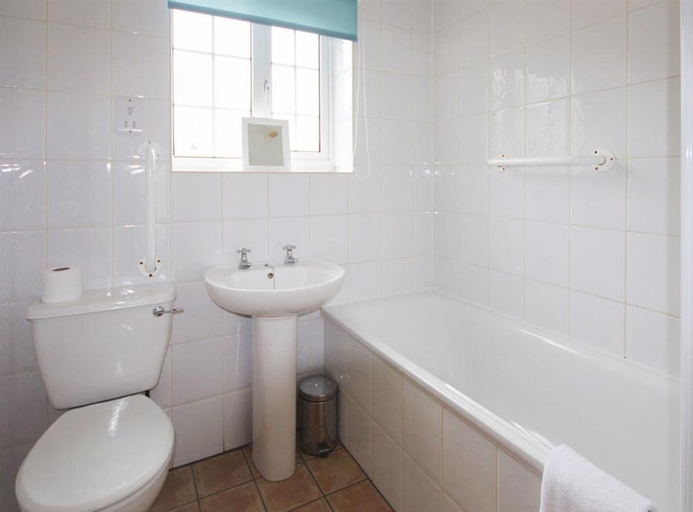 Family bathroom with shower over bath at Tom Putt, 