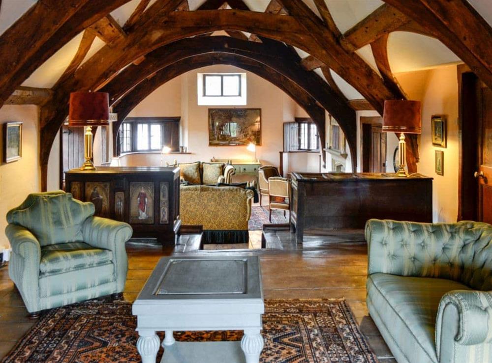 Characterful open plan living space at The Old Manor in Dunster, near Minehead, Somerset