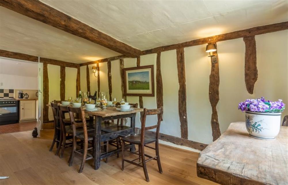 Dining room with seating for eight at The Old Post Office, Higham