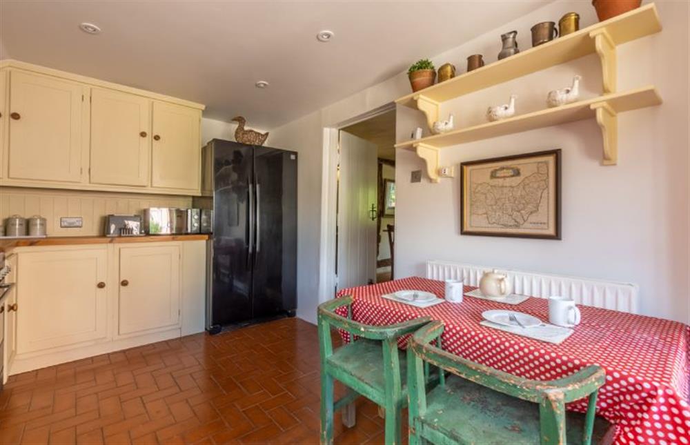 Kitchen with large fridge and freezer at The Old Post Office, Higham