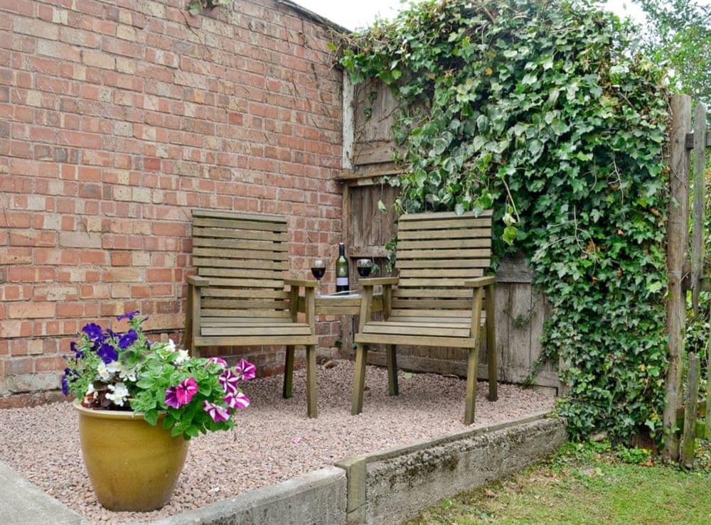 Sitting out area at The Old Post Office in Ruckhall, Eaton Bishop, near Hereford, Herefordshire