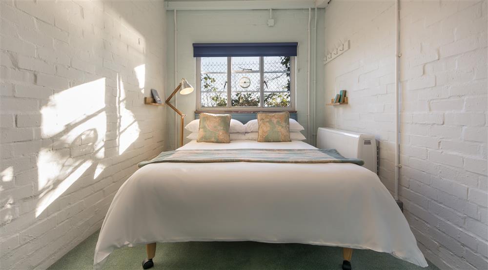 The double bedroom at The Old Radar Station in Charmouth, Dorset