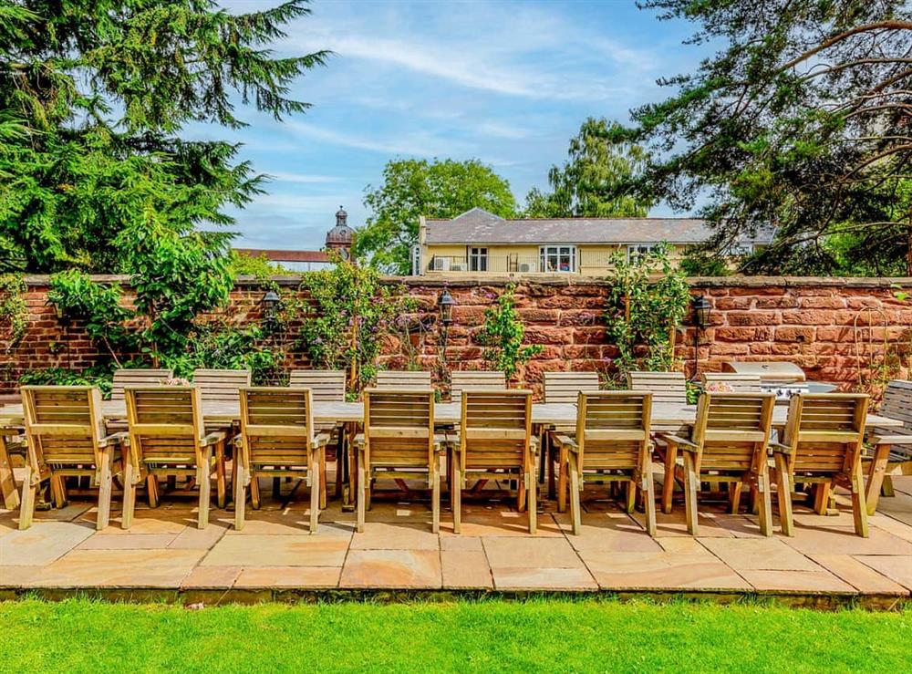 Outdoor eating area at The Old Rectory in Leek, Staffordshire