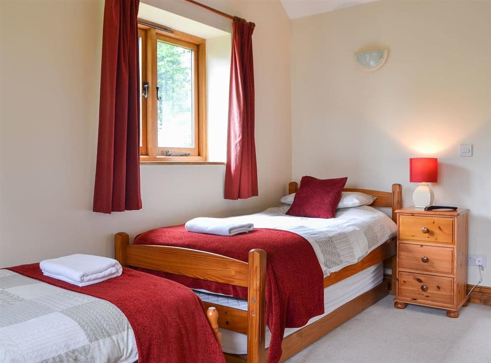 Twin bedroom with lovely aspect at The Old Sawmill in Bucknell, Shropshire