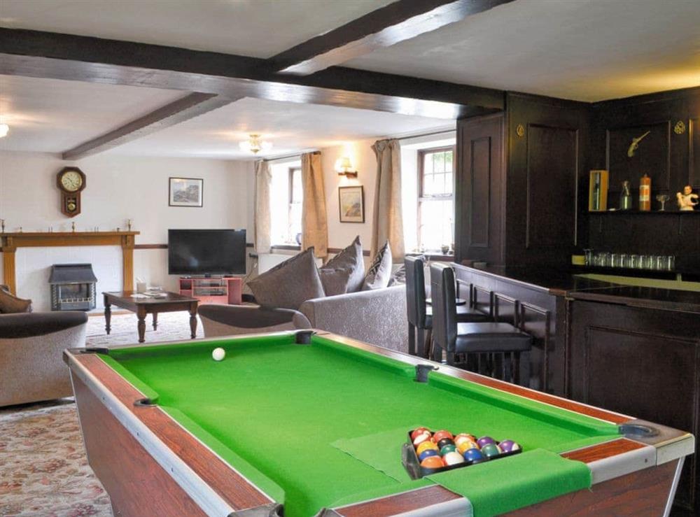 Living room/ pool table/ bar at The Old School in Frosterley, Durham
