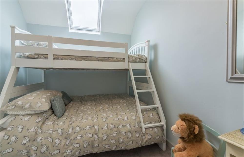 First floor: Bedroom four, bunk room with lower bunk  double bed at The Old School House, Docking near Kings Lynn