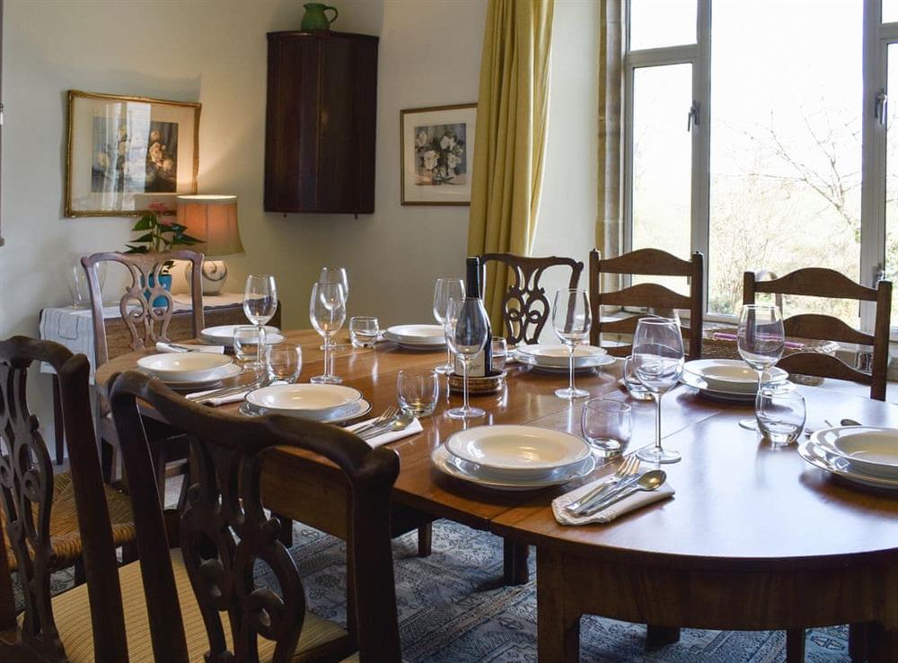 Elegant dining room at The Old School House in Lower Bockhampton, near Dorchester, Dorset