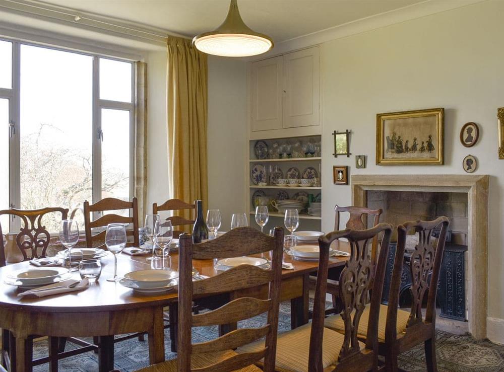 Large dining room at The Old School House in Lower Bockhampton, near Dorchester, Dorset