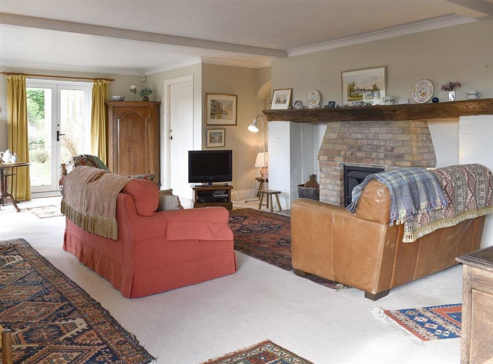 Spacious living room at The Old School House in Lower Bockhampton, near Dorchester, Dorset