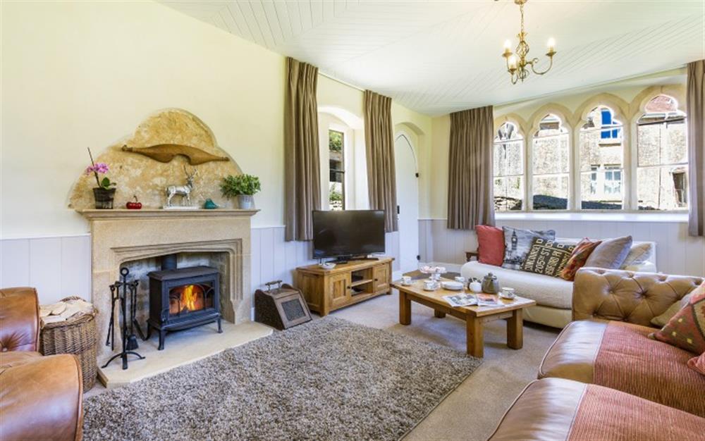 Comfortable and cosy living room at The Old School House in Powerstock