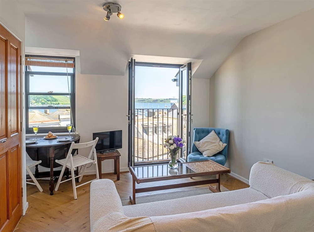 Living area at The Old Smithy Barn in Falmouth, Cornwall