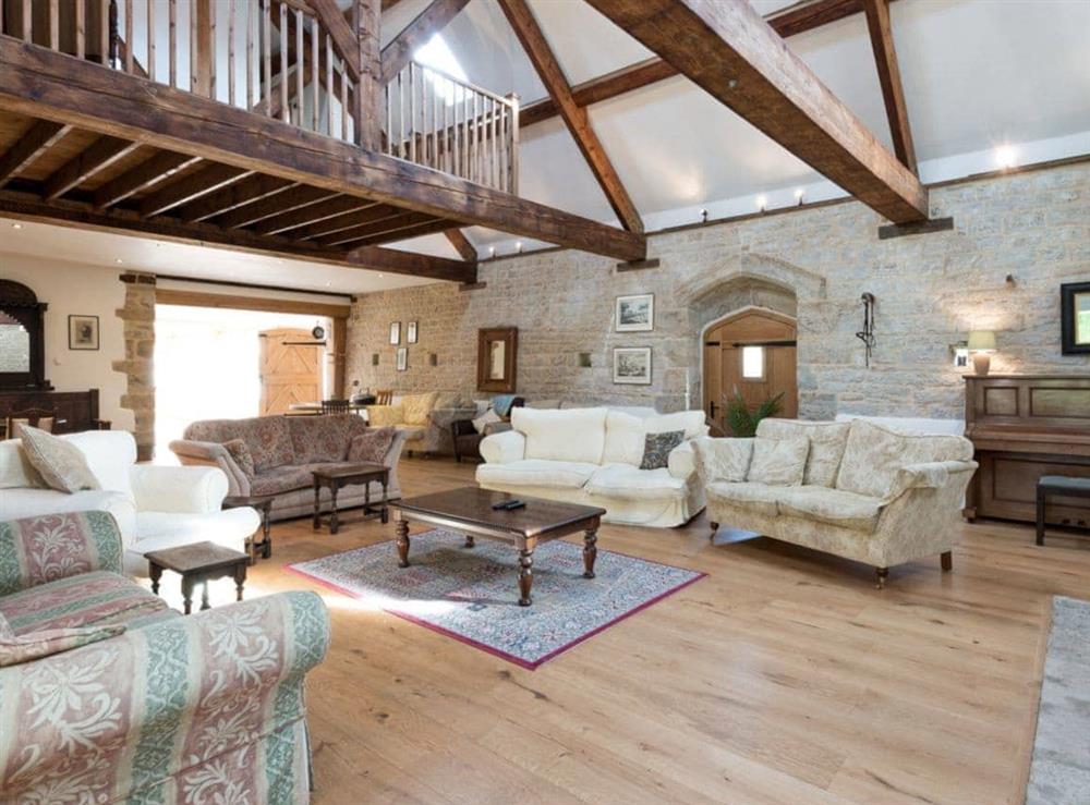 Living room at The Old Tithe Barn in Litton Cheney, near Dorchester, Dorset