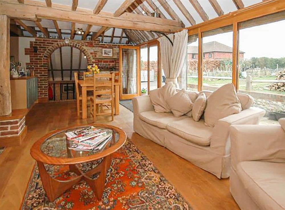 The living area at The Old Tractor Shed in Sutton, West Sussex