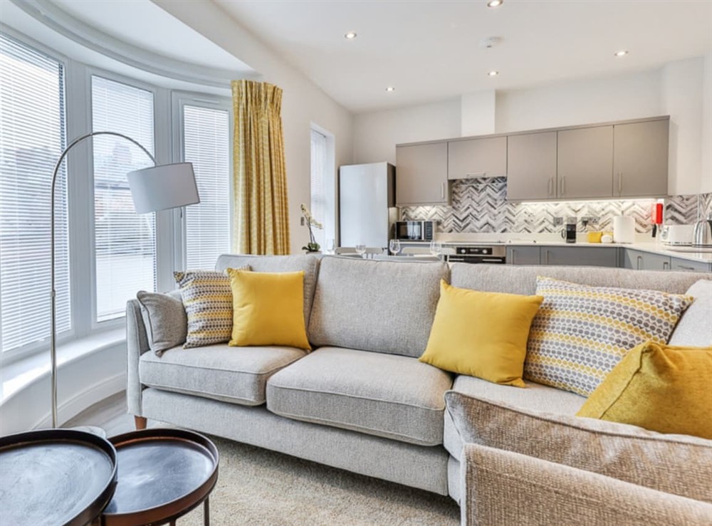 Open plan living space at The Orchard Barn in St Austell, Avon