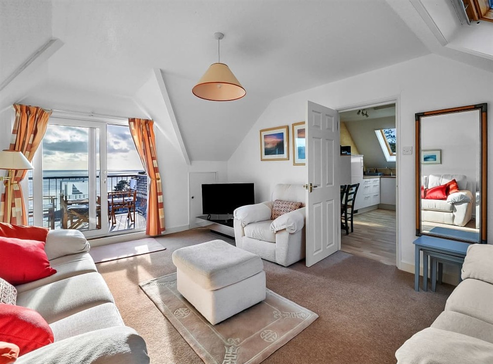 Living area at The Orchard Cottage in Salcombe, Devon