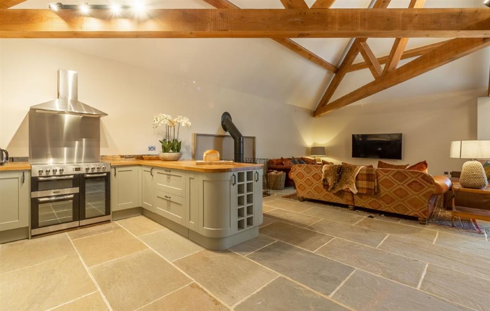 Open plan fully equipped kitchen at The Owl House, Little Massingham