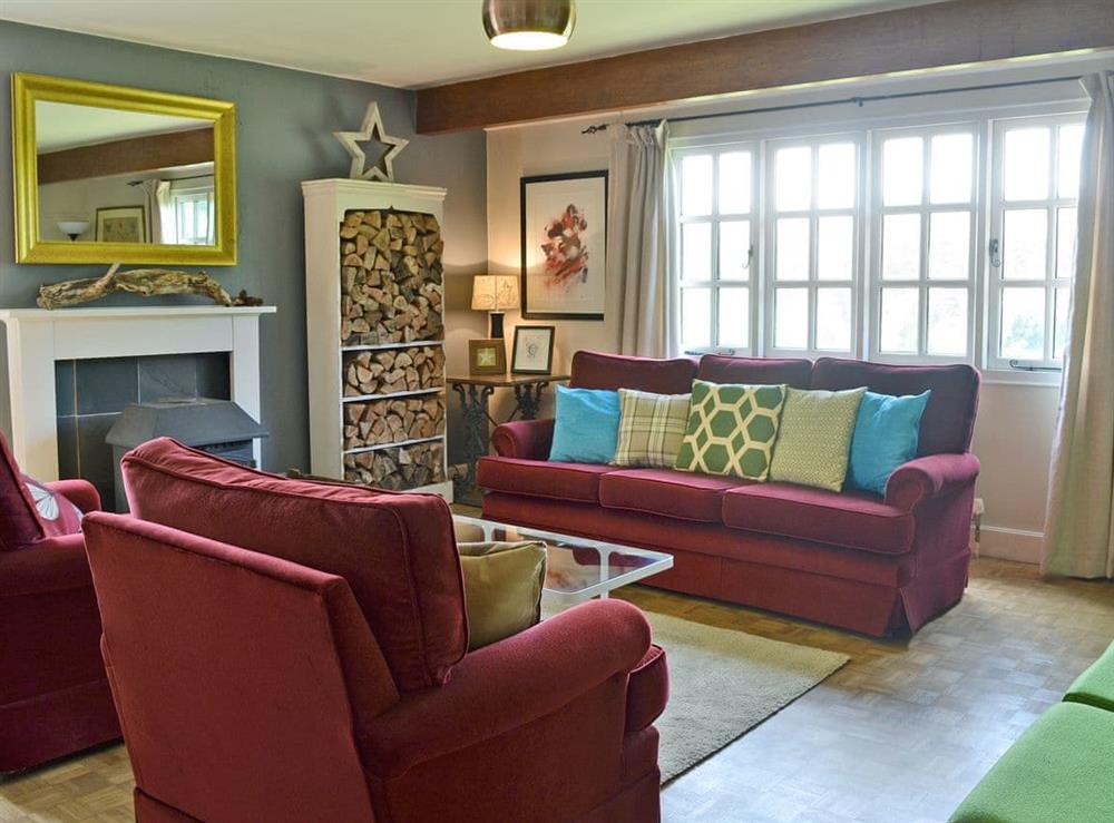 Stylishly furnished living room with wood burner (photo 2) at The Paint Box in Heasley Mill, near South Molton, Devon