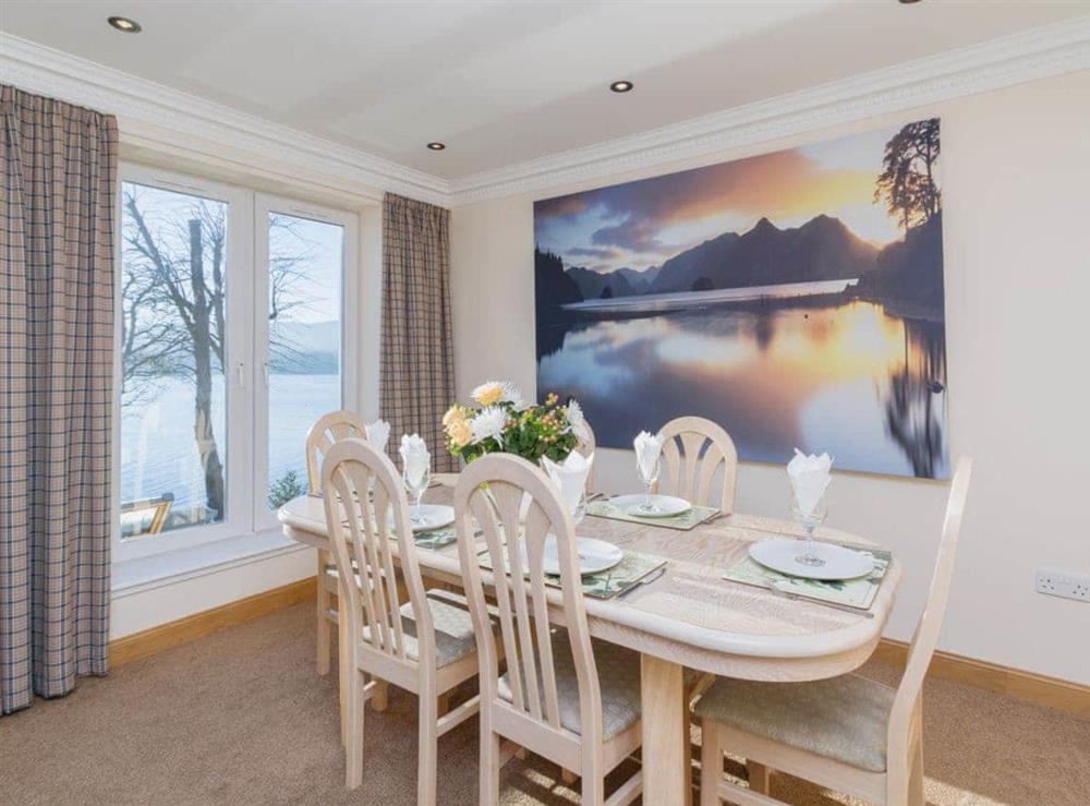 Contemporary dining table and chairs at The Penthouse in Strone, near Dunoon, Argyll