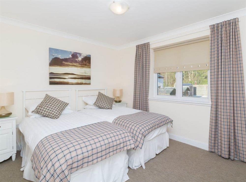 Stylish, co-ordinated twin bedded room at The Penthouse in Strone, near Dunoon, Argyll