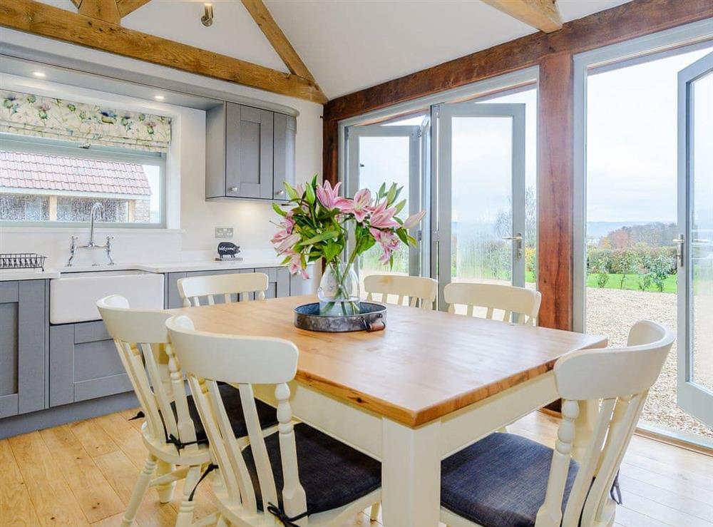 Light and airy kitchen/ dining room at The Pig Sty in Chew Magna, near Bath, Avon