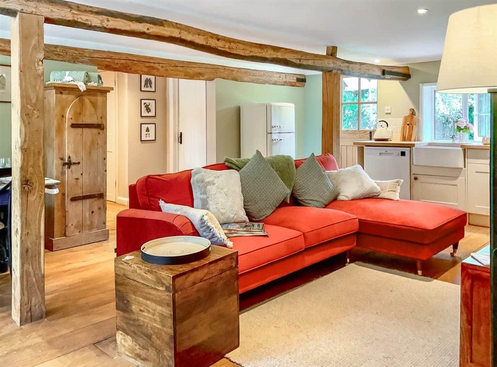Open plan living space at The Piggary in Cadnam, near Brockenhurst, Hampshire