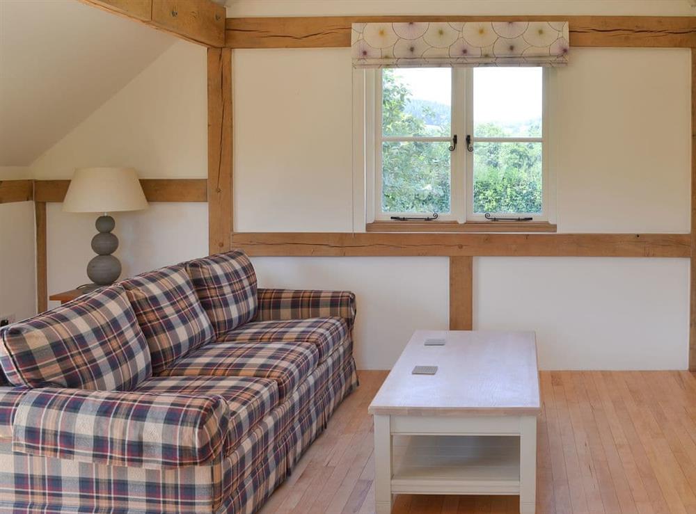 Light and airy living area at The Piglet in Sidbury, near Sidmouth, Devon
