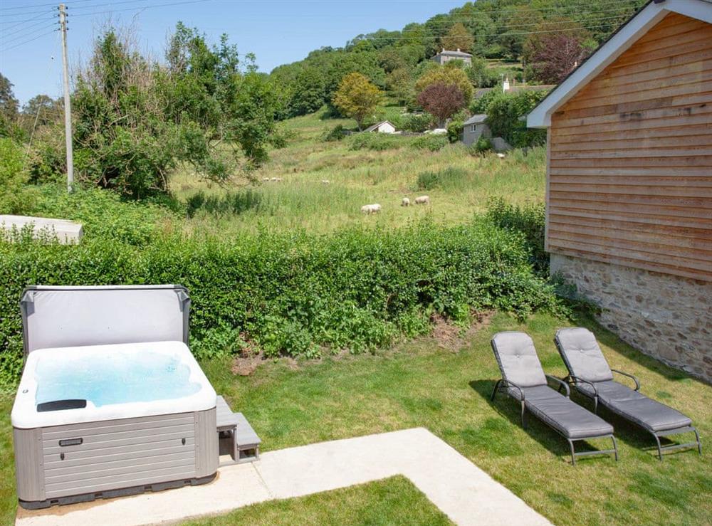 Hot tub at The Pink House in Branscombe, Cornwall