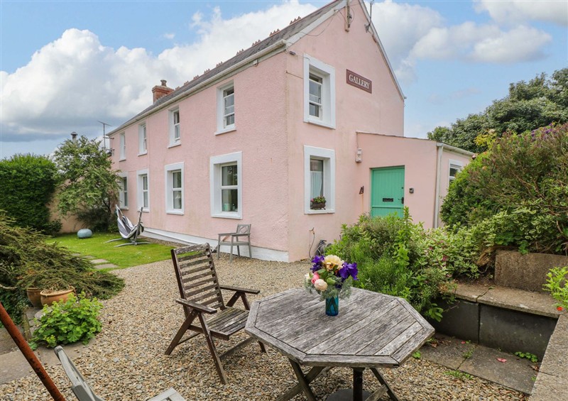 Outside The Pink House at The Pink House, Nine Wells near Solva