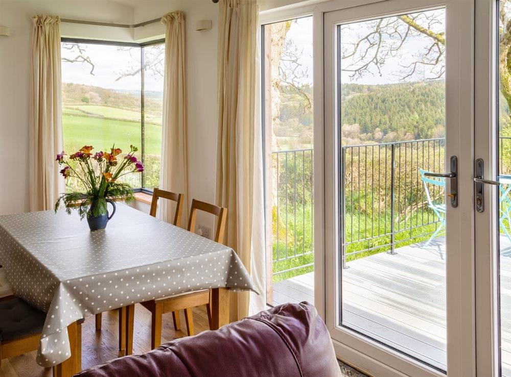 French doors from the living area to the decking at The Platt in Rezare, near Launceston, Cornwall