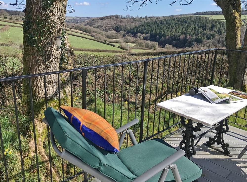 Relaxing sitting out area with great views at The Platt in Rezare, near Launceston, Cornwall