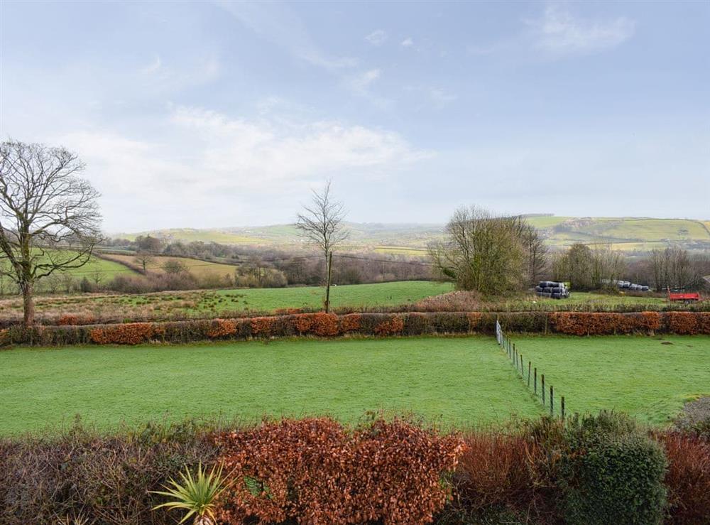 Wide ranging views from the balcony at The Plucking Barn in Llanwnnen, near Lampeter, Cardigan, Dyfed