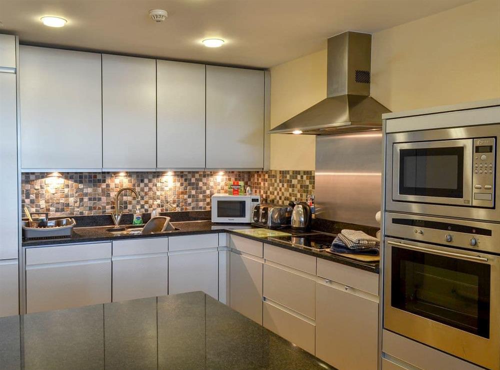 Spacious well-equipped modern kitchen area at The Quay in Red Wharf Bay,  Anglesey., Gwynedd