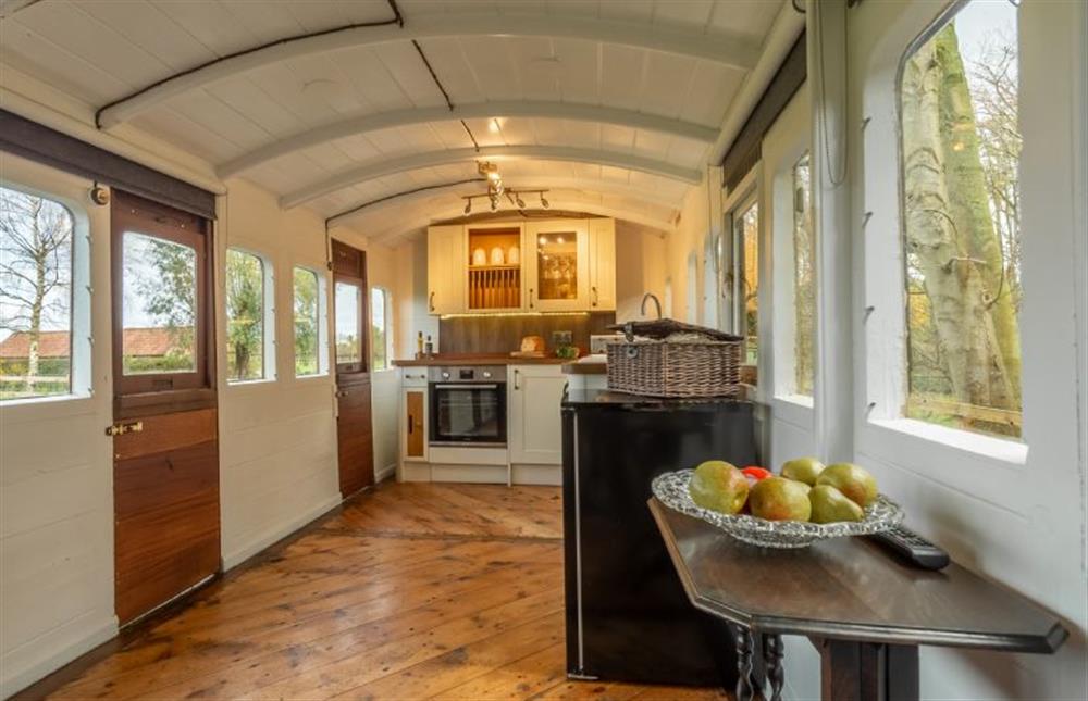 Ground floor: Inside the carriage at The Railway Carriage, Melton Constable