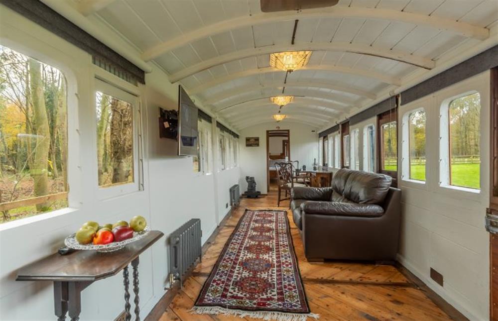The Railway Carriage: The light-filled living area at The Railway Carriage, Melton Constable