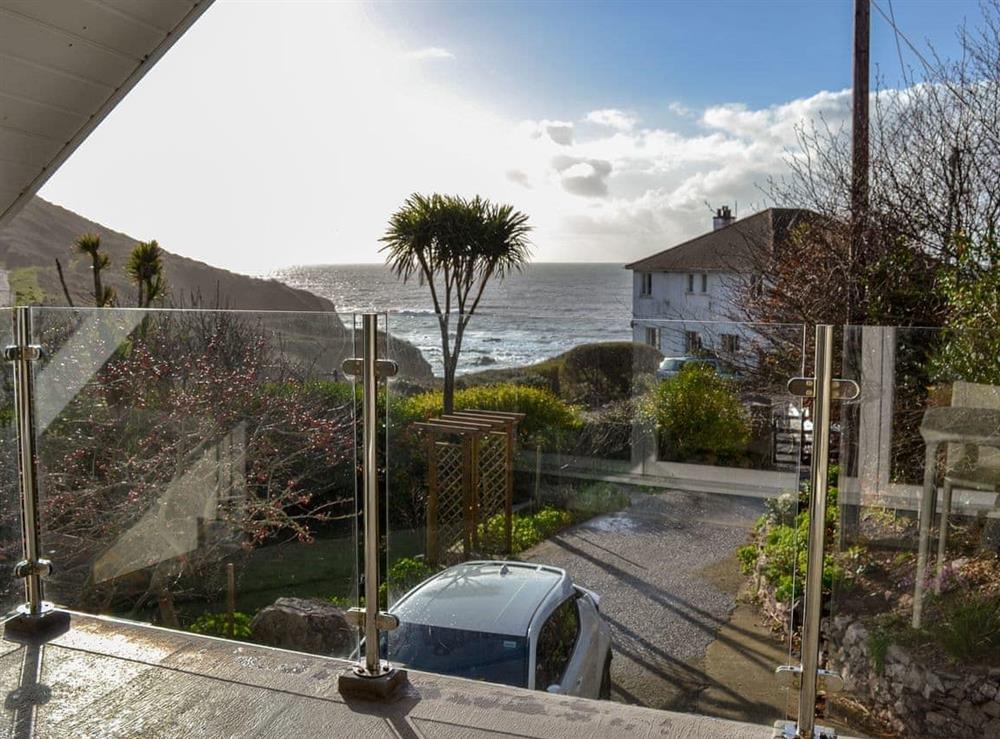 Superb sea views from the balcony at The Ravine in Heybrook Bay, near Plymouth, Devon