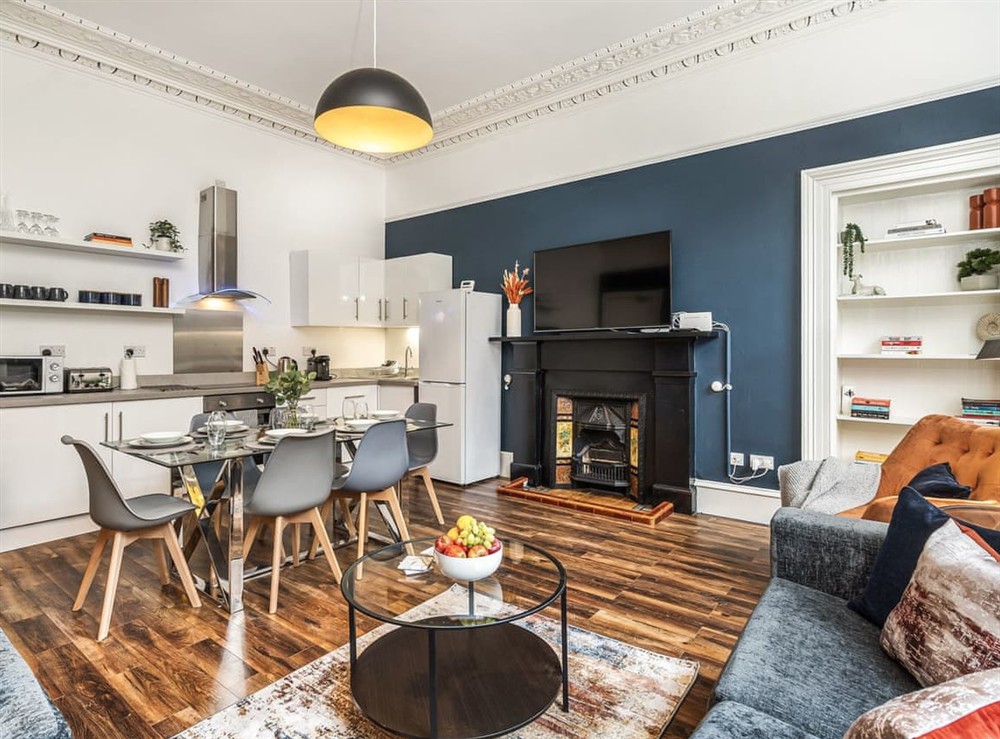 Open plan living space at The Renfrew Residence in Glasgow City Centre, Lanarkshire
