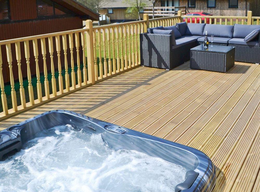Brilliant private decking area at The Retreat in Otterburn, near Bellingham, Northumberland