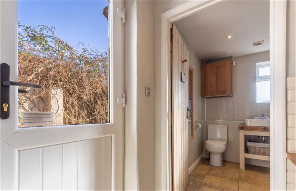 Ground floor: Back door and bathroom at The Roost, Titchwell near Kings Lynn