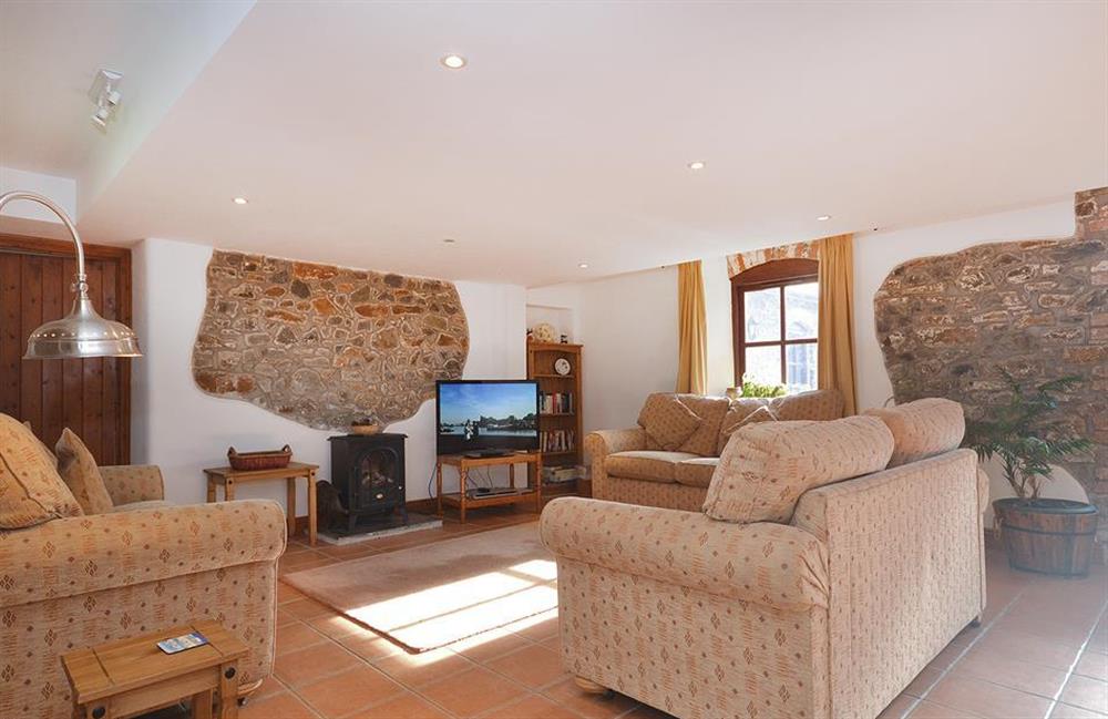 The spacious living room at The Roost, Widemouth Bay