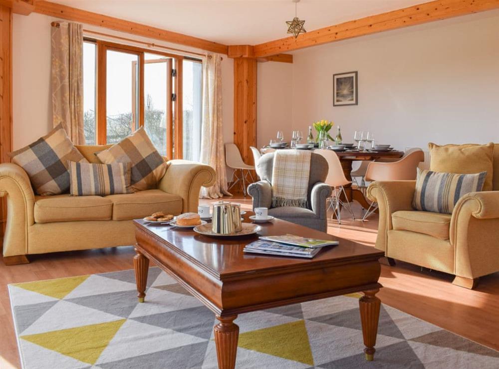 Stylish and luxurious living/dining area at The Roundel in Balmullo, near St Andrews, Fife