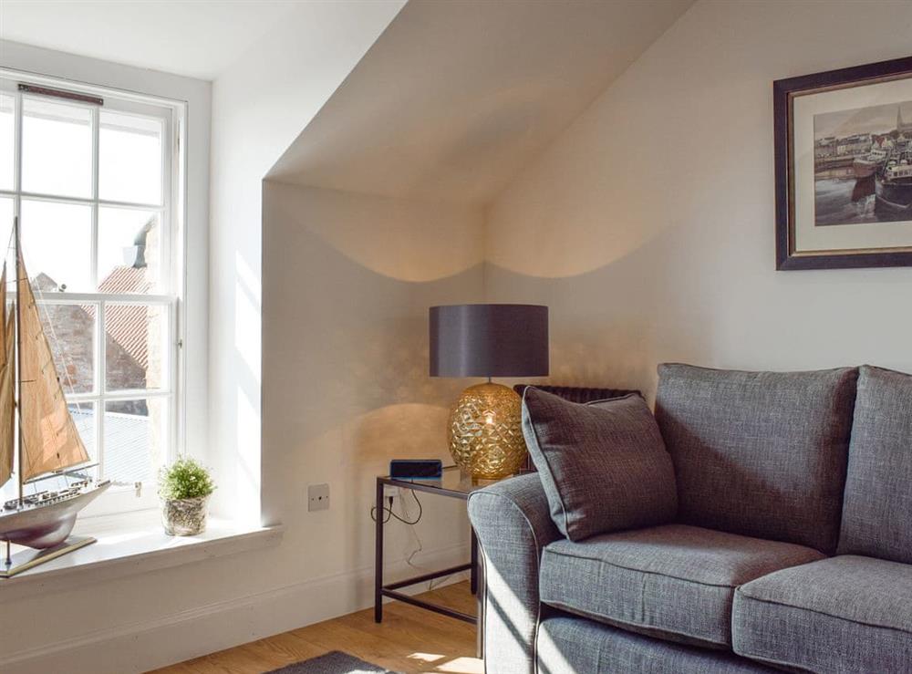 Welcoming living area at The Sailmakers Loft in Anstruther, Fife