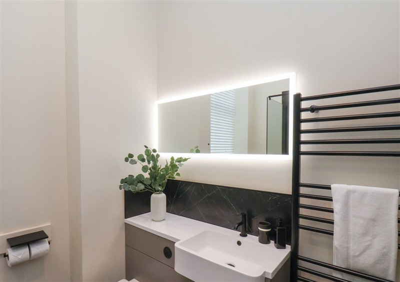 This is the bathroom at The Salisbury Apartment 103, Scarborough