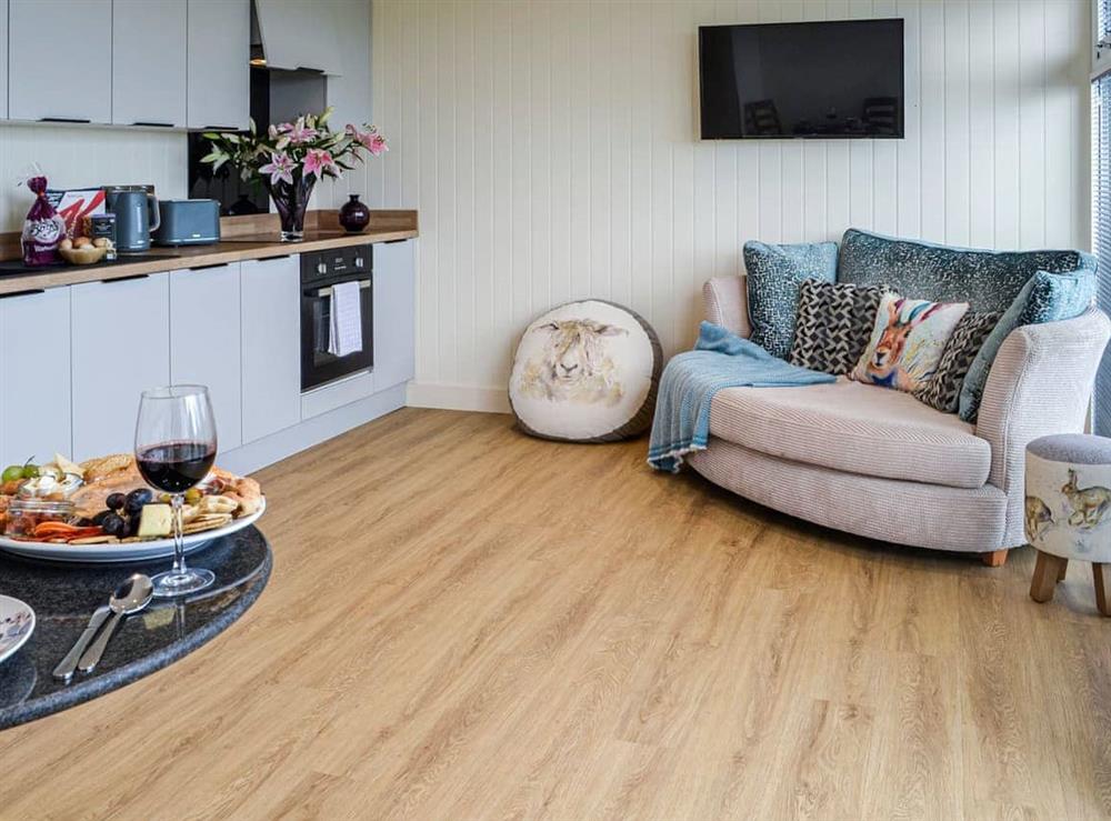 Open plan living space at The Seaview Snug in Whithorn, near Newton Stewart, Wigtownshire