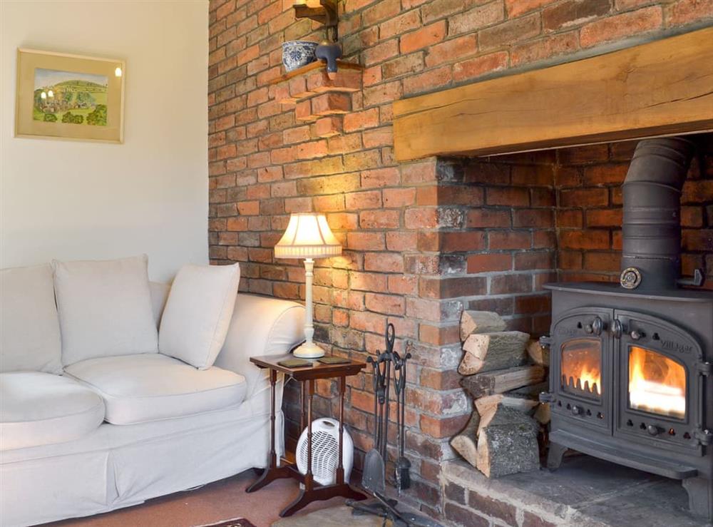 Charming living room with cosy wood burner at The Secret Cottage in Bakewell, Derbyshire