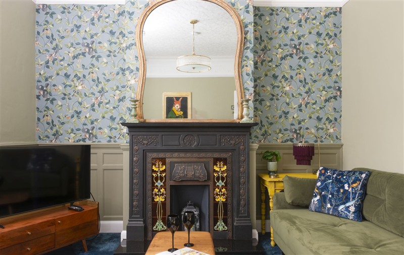 The living room at The Secret Seascape, Cornwall