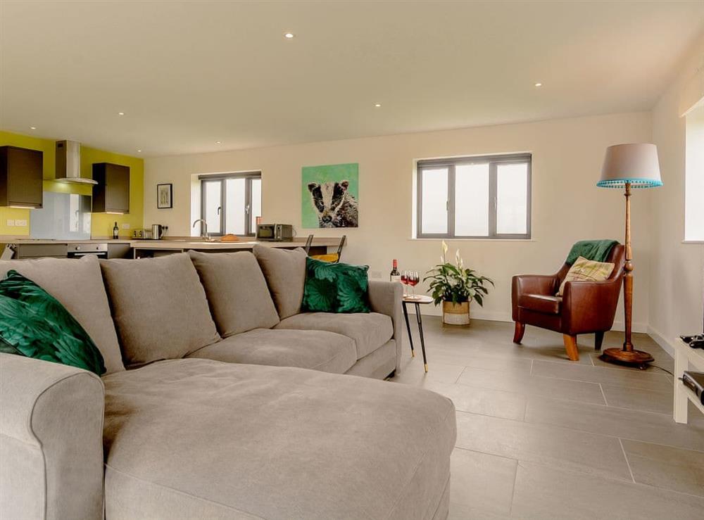 Open plan living space at The Sett in Stone Allerton, near Cheddar, Somerset