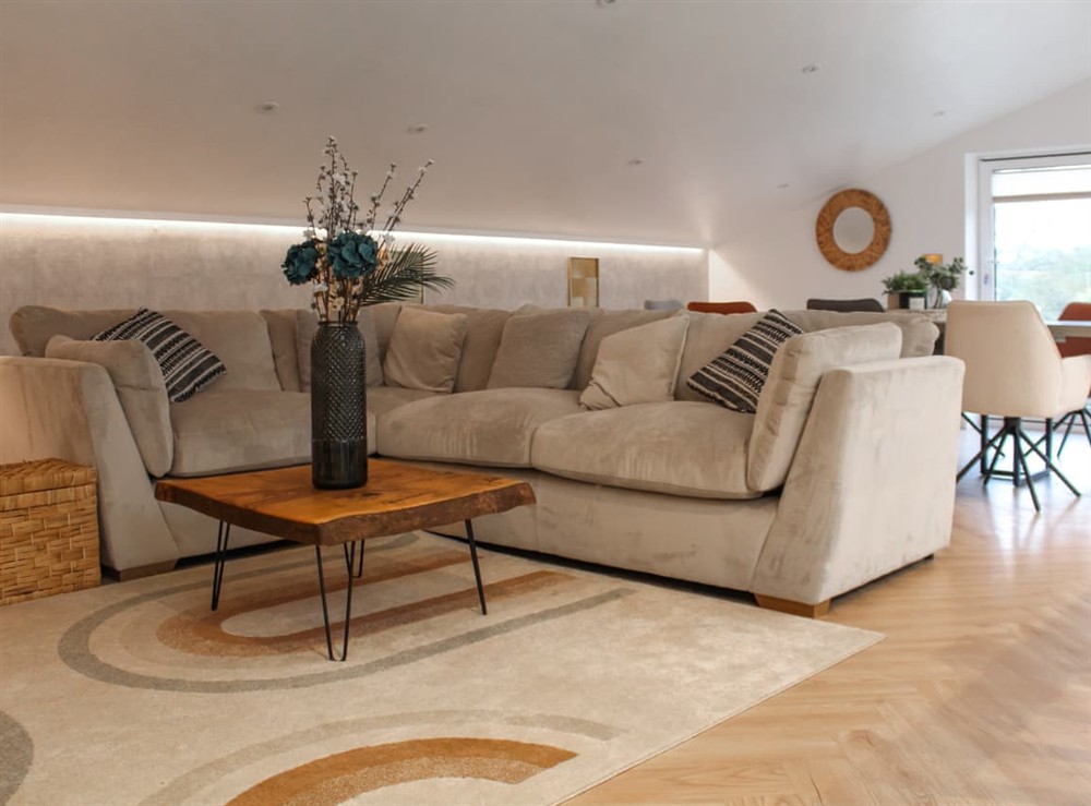 Living area at The Shed in Falmouth, Cornwall